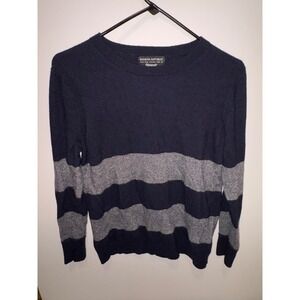 Banana Republic Filpucci Italian Yarn Merino Wool Cashmere Striped Sweater Navy